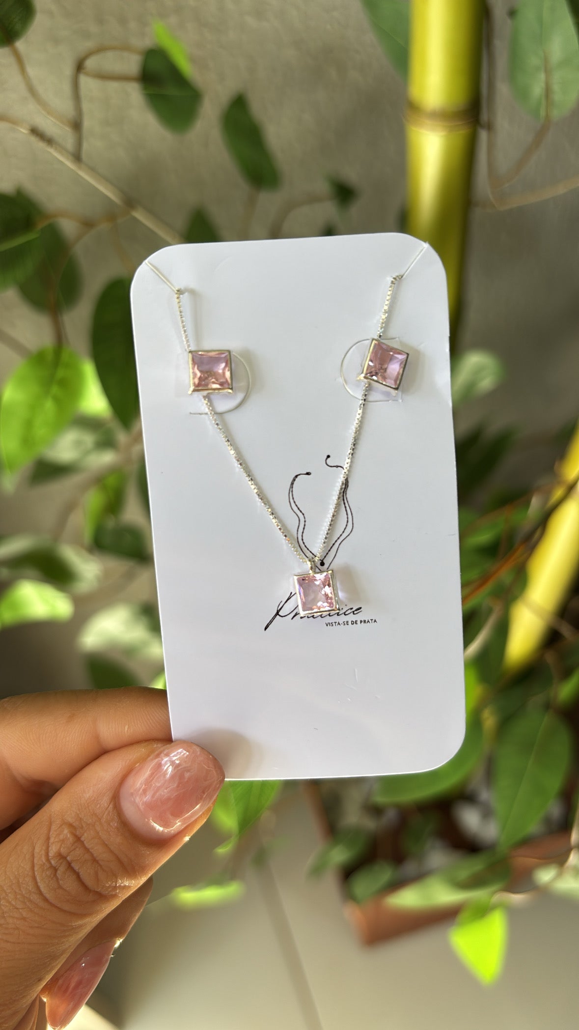 Conjunto quadrado rosa claro