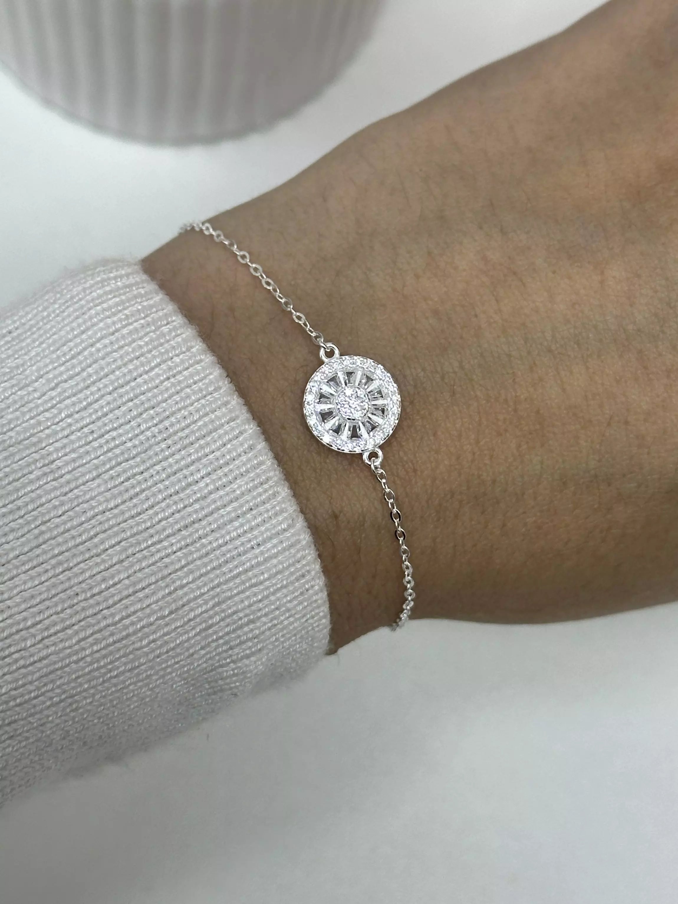 Pulseira pizza cravejada pedra cristal