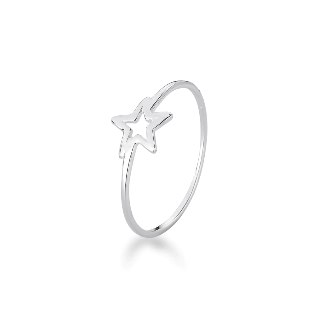 Anel estrela liso vazado