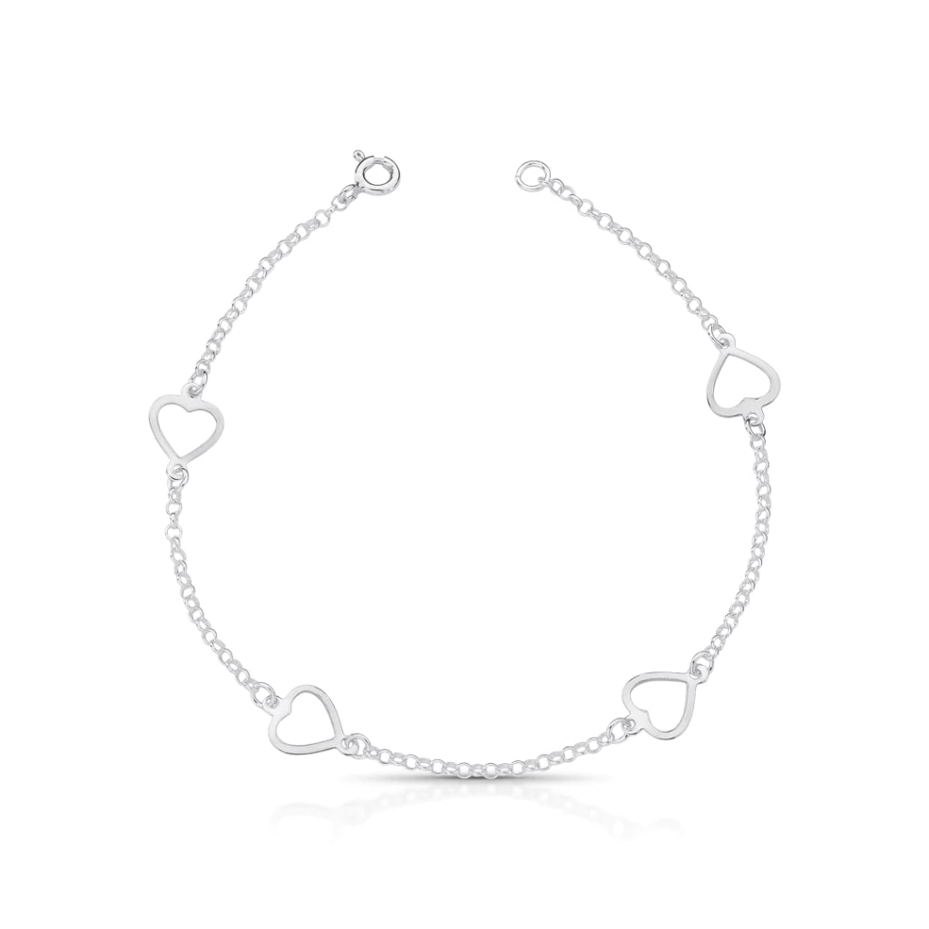 Pulseira 4 corações vazados