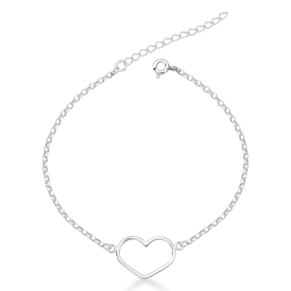Pulseira de coração vazado liso