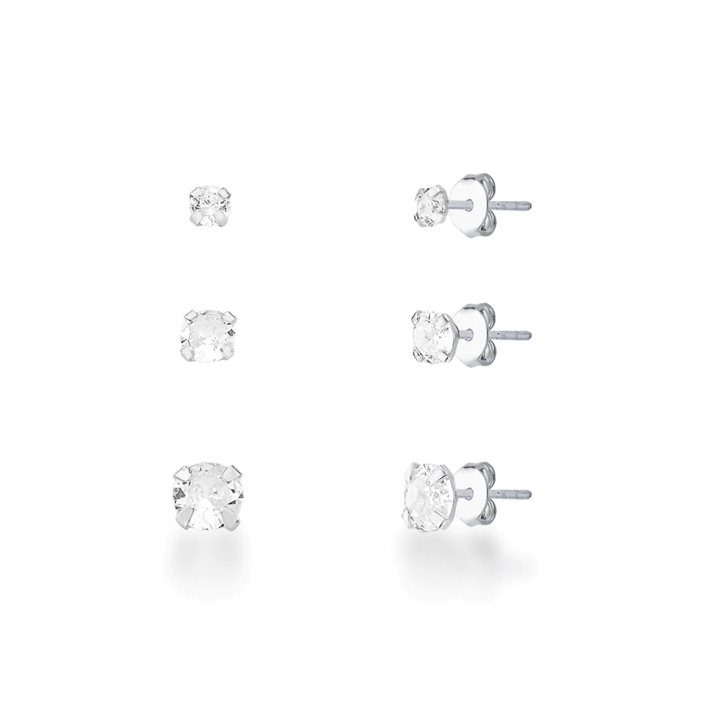 Trio de brincos redondo cristal