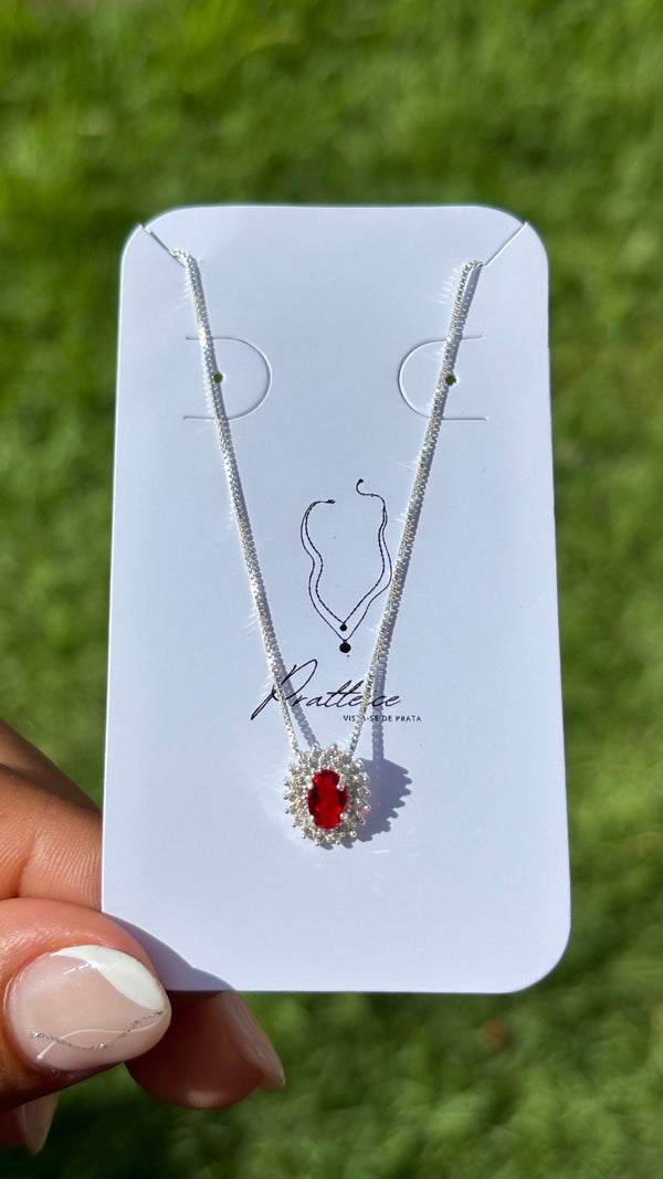 Colar ponto de luz oval cravejado